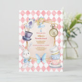 Invitation Alice au pays des merveilles Anniversaire (Debout devant)