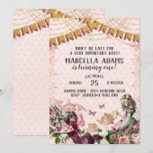 Invitation Alice au pays des merveilles Anniversaire (Devant / Derrière)