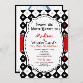 Invitation Alice au pays des merveilles Anniversaire Invitati (Devant / Derrière)