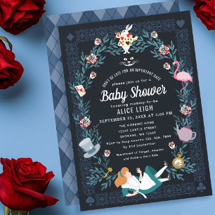 Invitation Alice au pays des merveilles Baby shower féminin