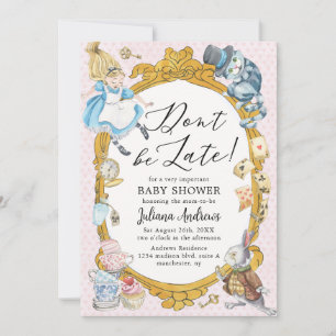 Invitation Alice au pays des merveilles Baby shower lunaire
