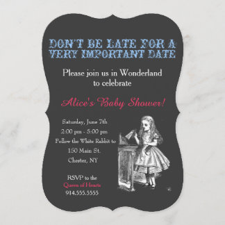 Invitation Alice au pays des merveilles baby shower personnal
