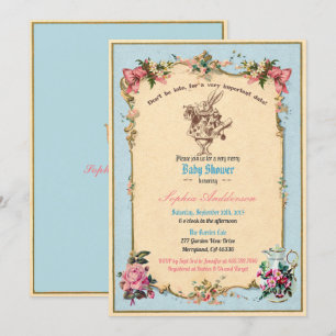 Invitation Alice au pays des merveilles Baby shower Sip et vo