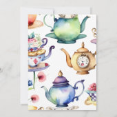 Invitation Alice au pays des merveilles baby shower tea party (Dos)