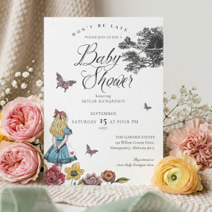 Invitation Alice Au Pays Des merveilles Baby shower Vintage D