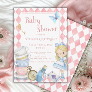 Invitation Alice au pays des merveilles Baby shower Whimsical