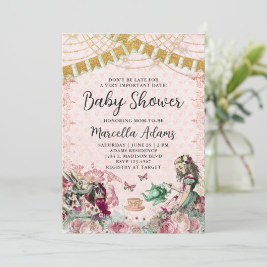Invitation Alice au pays des merveilles Brousset & Baby showe (Debout devant)