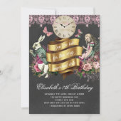Invitation Alice au pays des merveilles Chalkboard Anniversai (Devant)
