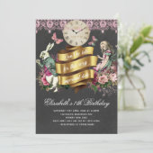 Invitation Alice au pays des merveilles Chalkboard Anniversai (Debout devant)
