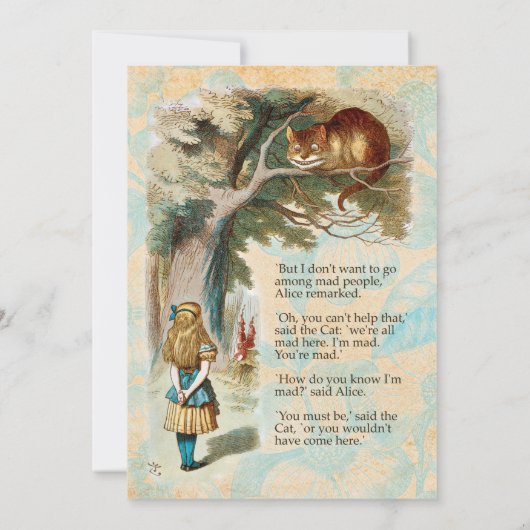 Invitation Alice au pays des merveilles Cheshire Cat Mad (Dos)