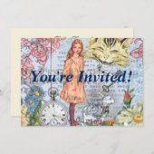 Invitation Alice au pays des merveilles Classique Cheshire Ra (Devant / Derrière)