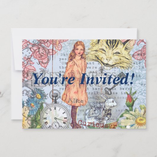 Invitation Alice au pays des merveilles Classique Cheshire Ra (Devant)