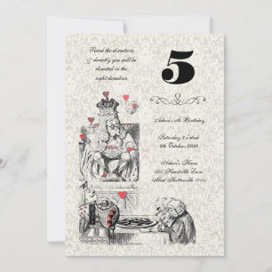 Invitation Alice au pays des merveilles Coeurs rouges Tea Par