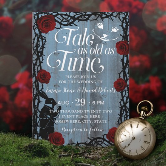 Invitation Alice au pays des merveilles Dusty Blue Fairytale 