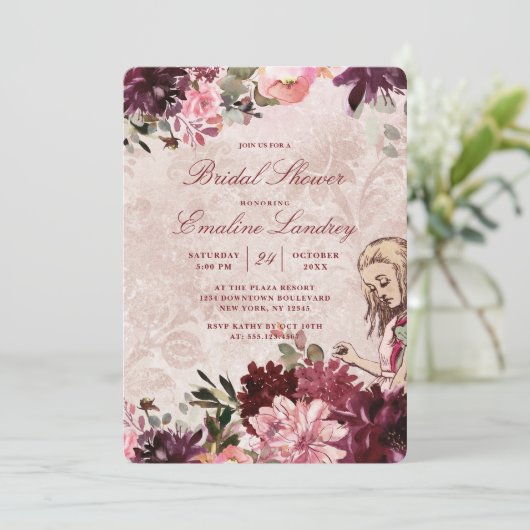 Invitation Alice au Pays des Merveilles Élégant Mariage Brida (Debout devant)