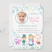Invitation Alice au pays des merveilles fête d'anniversaire (Devant)