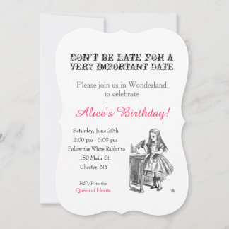 Invitation Alice au pays des merveilles fête d'anniversaire p