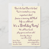 Invitation Alice au pays des merveilles Fille Anniversaire In (Dos)