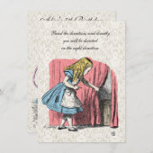 Invitation Alice au pays des merveilles Flamant rose rose fêt (Devant / Derrière)