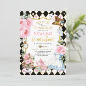 Invitation Alice au pays des merveilles Floral Anniversaire F (Debout devant)