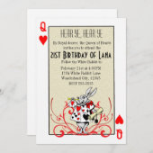 Invitation Alice au pays des merveilles Lapin Blanc Reine de (Devant / Derrière)