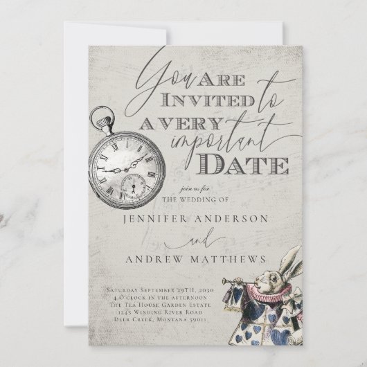 Invitation Alice au pays des merveilles Mariage (Devant)