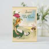 Invitation Alice au pays des merveilles Mariage Sauvez la dat (Debout devant)