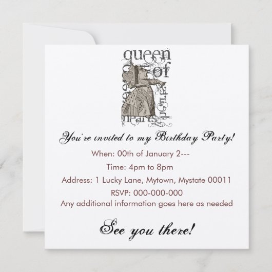 Invitation Alice au pays des merveilles Queen of Heart Grunge (Devant)