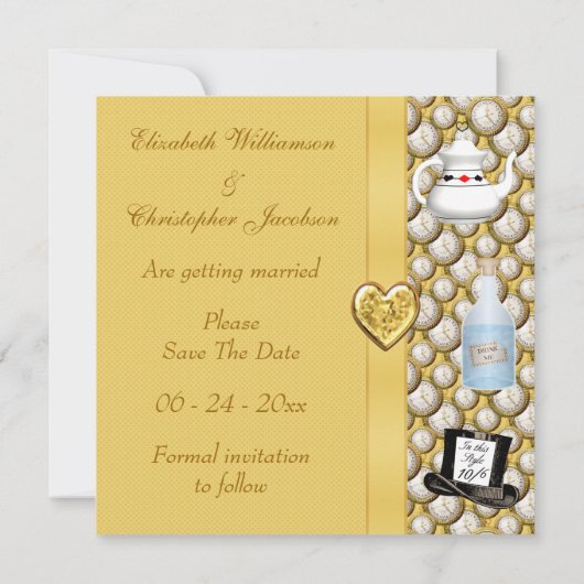 Invitation Alice au Pays des Merveilles Save the Date Mariage (Dos)