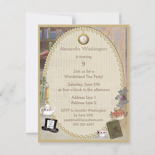Invitation Alice au pays des merveilles Tea Party (Dos)