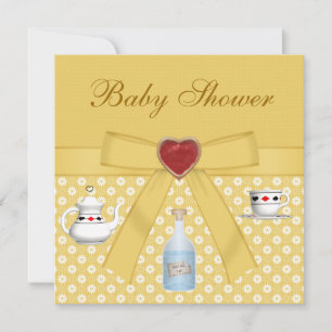 Invitation Alice au pays des merveilles Tea Party Jaune