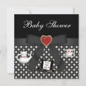 Invitation Alice au pays des merveilles Tea Party Noir (Devant)