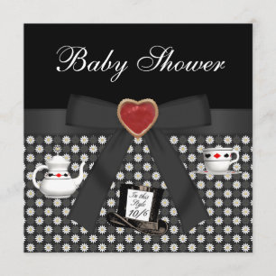 Invitation Alice au pays des merveilles Tea Party Noir