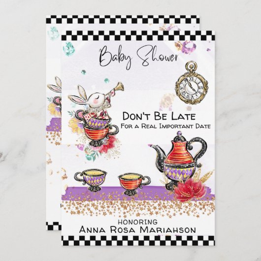 Invitation *~* Alice au pays des merveilles Thé Pot Rabbit Ta (Devant / Derrière)