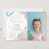 Invitation Alice au pays des merveilles, Thé pour trois 3e an (Devant)