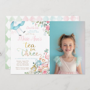 Invitation Alice au pays des merveilles, Thé pour trois 3e an