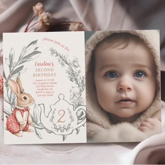 Invitation Alice au pays des merveilles Thé Rabbit 2e anniver