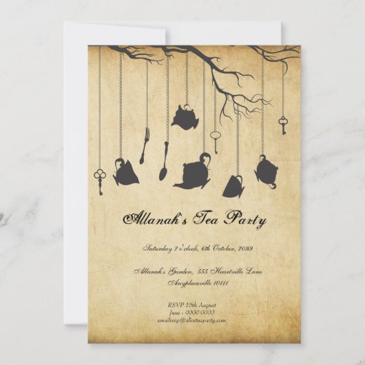 Invitation Alice au thé d'anniversaire d'Unbirthday du pays (Devant)