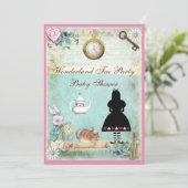 Invitation Alice au thé de douche de bébé du pays des (Debout devant)