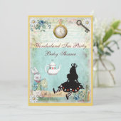 Invitation Alice au Wonderland Baby shower Tea Party (Debout devant)
