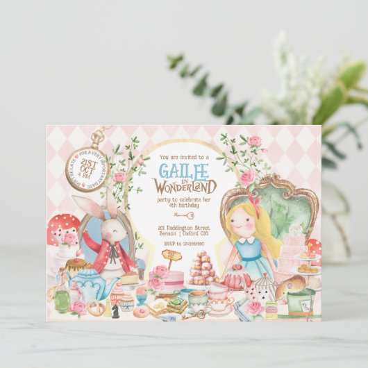 Invitation Alice Aventures dans Woderland Anniversaire Tea Pa (Debout devant)