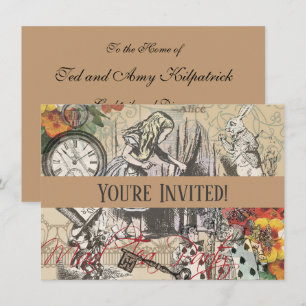 Invitation Alice Aventures Merveilleterre Rideau Classique Ar