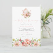 Invitation ALICE Blush Floral Baby Baby shower de thé de bras (Debout devant)