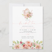 Invitation ALICE Blush Floral Bridal Tea Party Brunch Douche (Devant)
