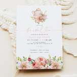 Invitation ALICE Blush Floral Bridal Tea Party Brunch Douche<br><div class="desc">Cette invitation à la douche nuptiale présente des fleurs d'aquarelle printanière et un set de thé mignon. Cet invitation nuptial est parfait pour votre petit déjeuner ou brunch nuptial.</div>