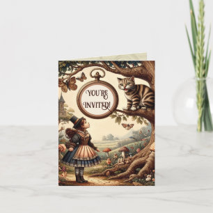 Invitation Alice & Cheshire Chat : Whimsical Wonderland Imagi