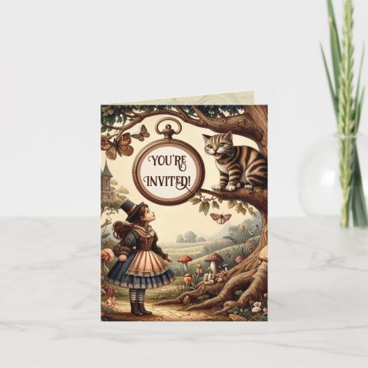 Invitation Alice & Cheshire Chat : Whimsical Wonderland Imagi (Devant)