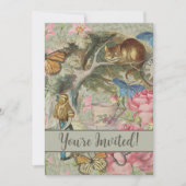 Invitation Alice Cheshire Chat Wonderland Tree Garden (Devant)
