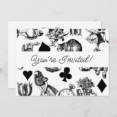 Invitation Alice classique au pays des merveilles Caractères  (Devant / Derrière)