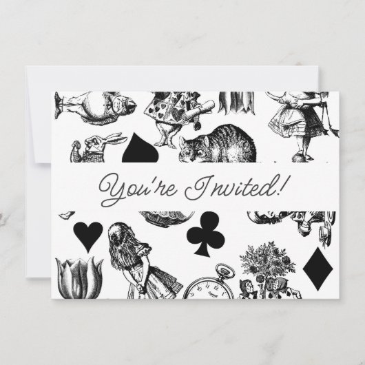 Invitation Alice classique au pays des merveilles Caractères  (Devant)